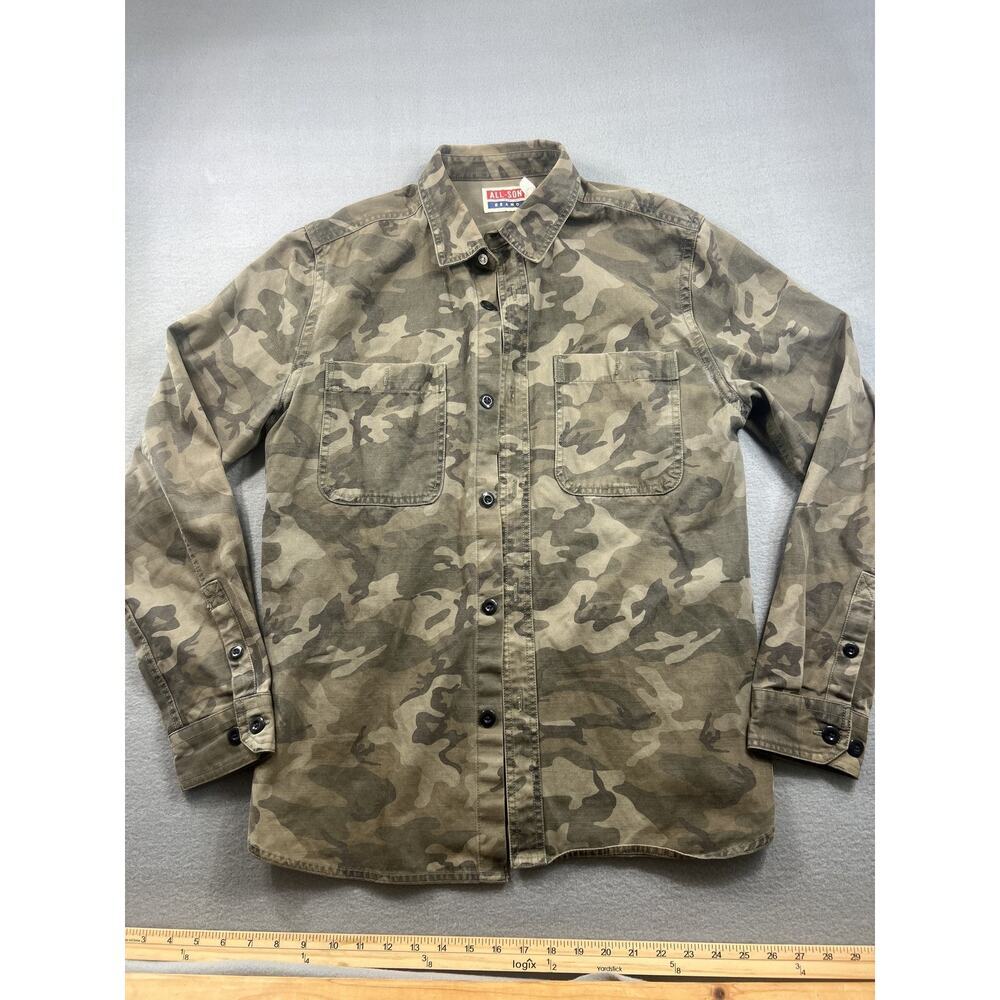 Men's ALL-SON Camo Long Sleeve Shirt with 2 Chest Pockets, Size MED
